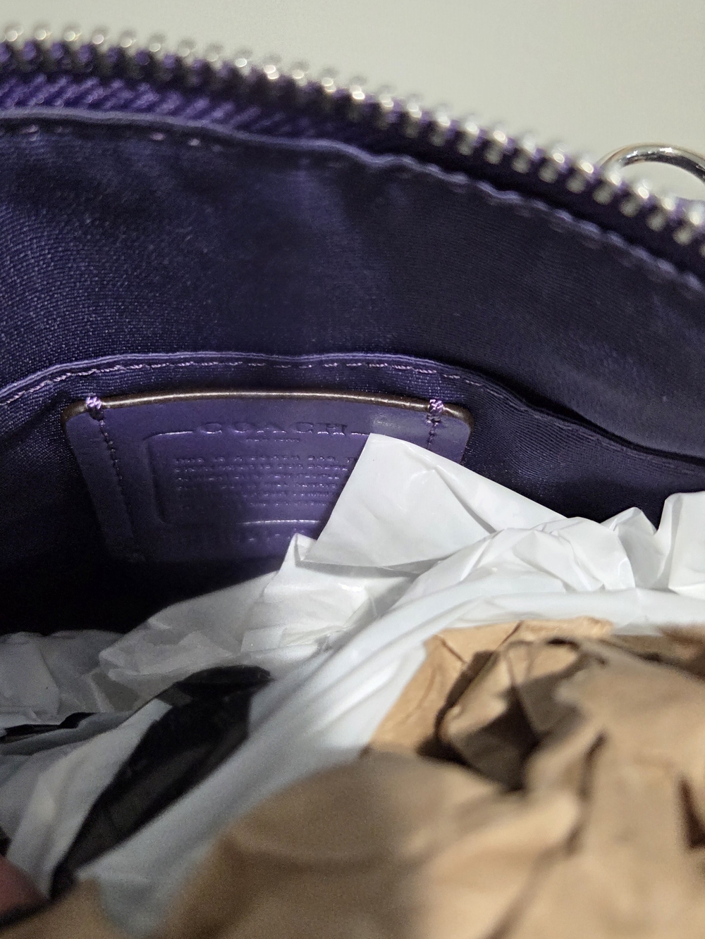 Purple Dome Satchel/Crossbody Handbag - Coach. 11" w, 10.5" top- bot, 7.5" zip-b - Picture 7 of 9